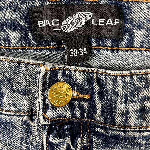 Blac Leaf Jeans Men's 38x34 Acid Wash Patches Distressed Streetwear Slim Denim - Picture 3 of 16